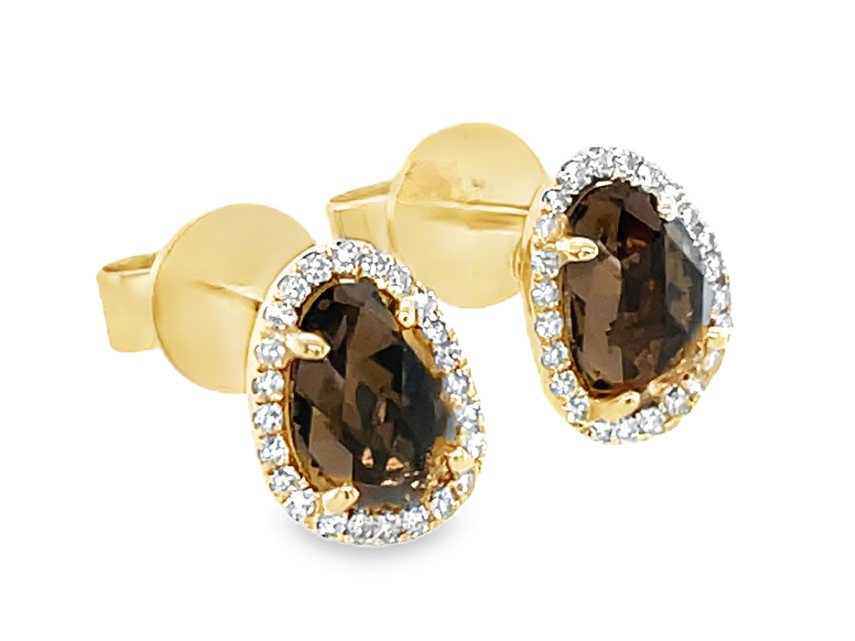 SMOKEY QUARTZ & DIAMOND EARRING