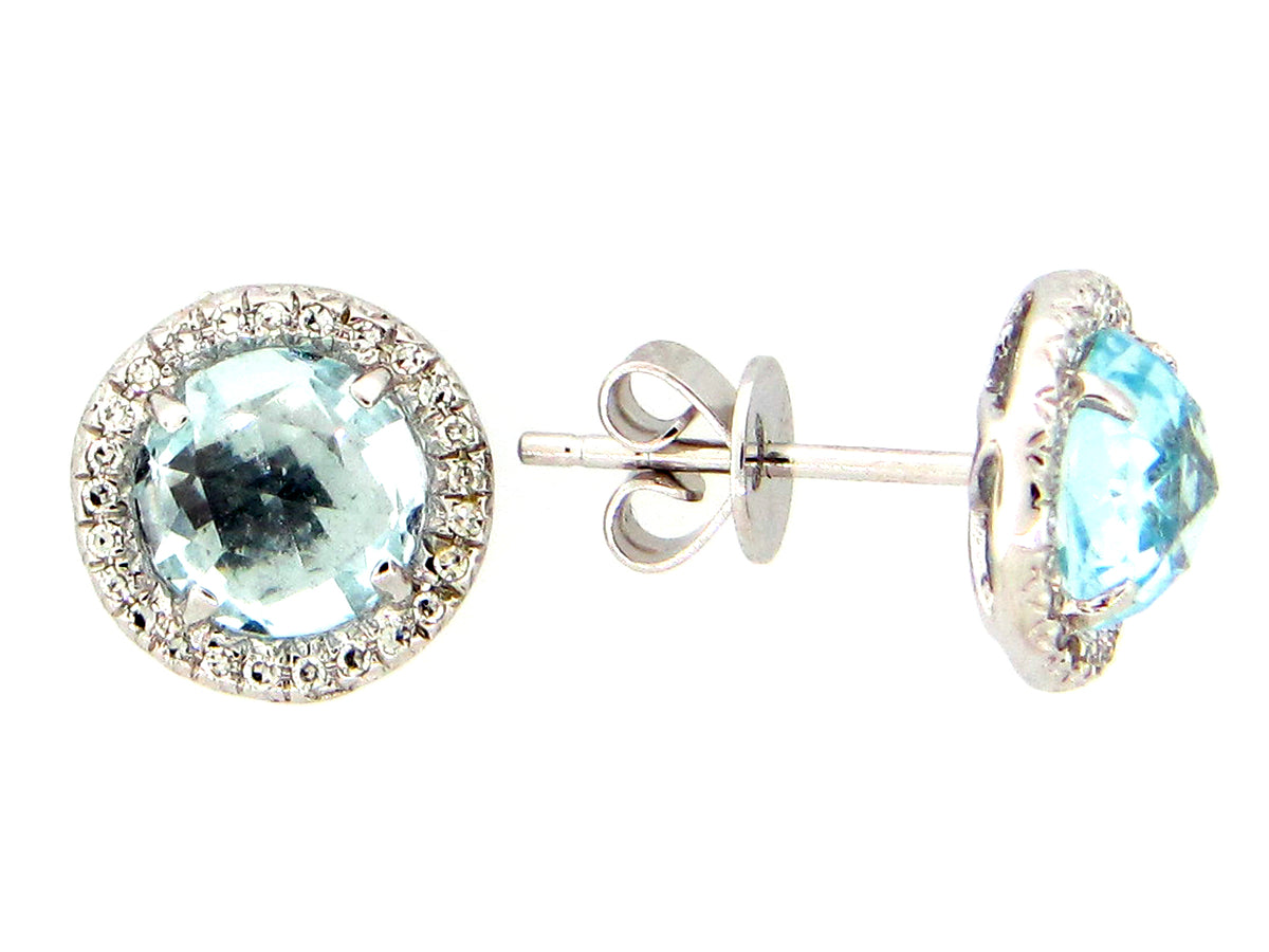 BLUE TOPAZ & DIAMOND STUD EARRING