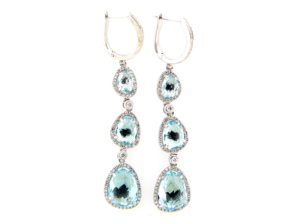 SKY BLUE TOPAZ & DIAMOND EARRING, 14KW (R)