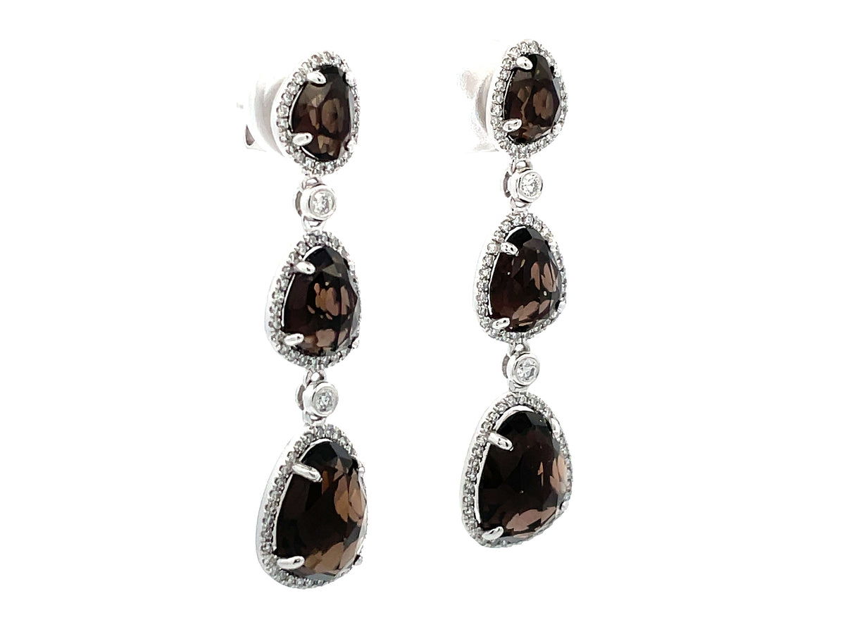 SMOKEY QUARTZ & DIAMOND EARRING