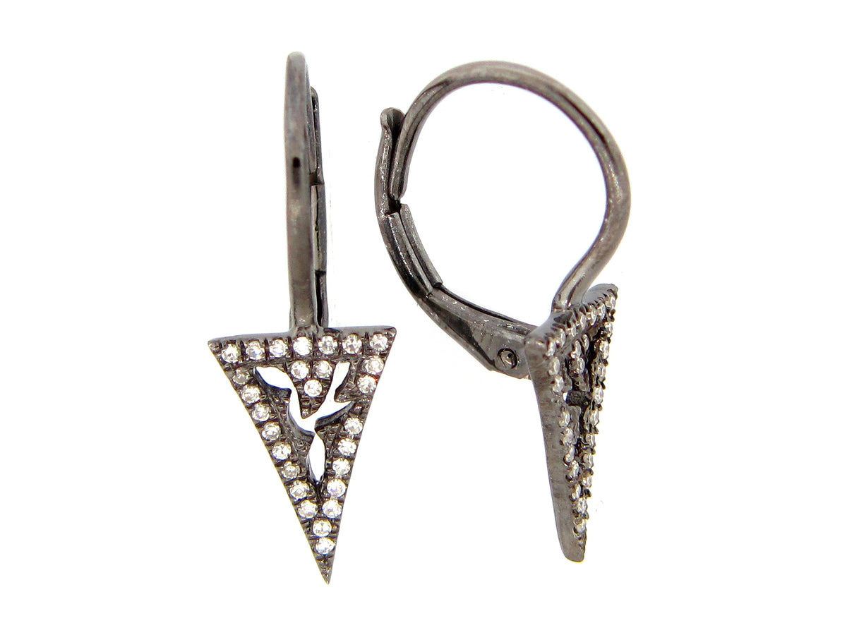 DIAMOND TRIANGLE EARRING, 14K BLACK FINISH (N)