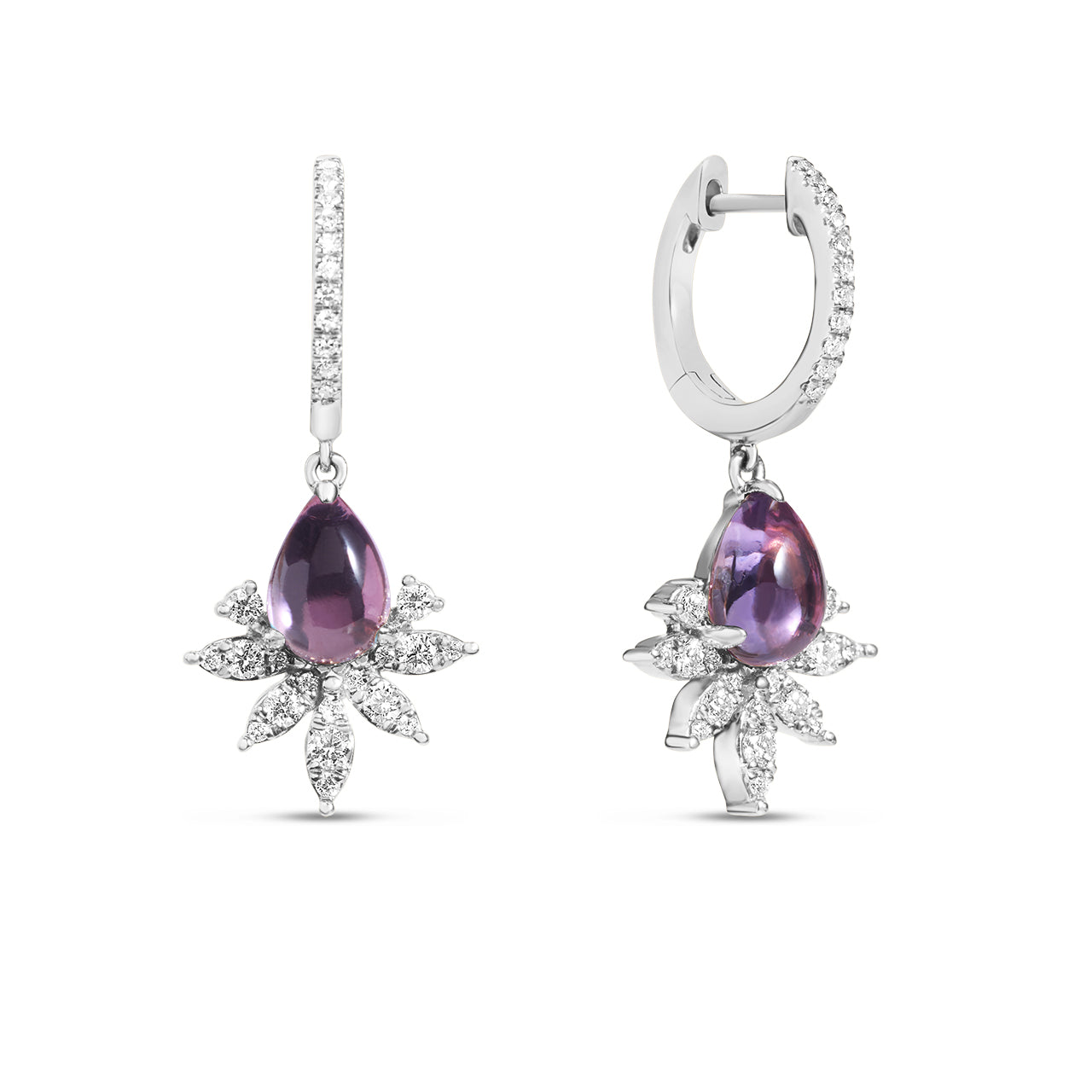 Amethyst & Diamond Budding Dangle Earring