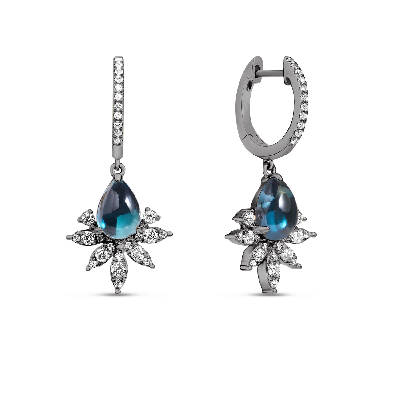 Blue Topaz & Diamond Budding Dangle Earring