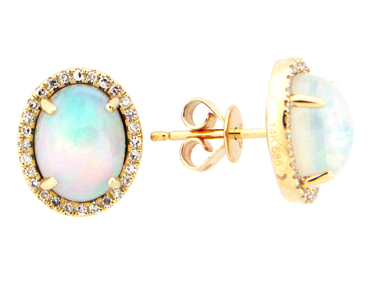 OPAL & DIAMOND HALO STUD EARRING