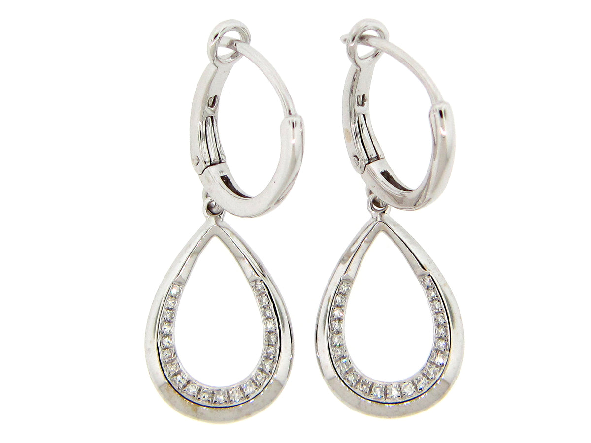 DIAMOND TEAR DROP EARRING, 14KW (N)