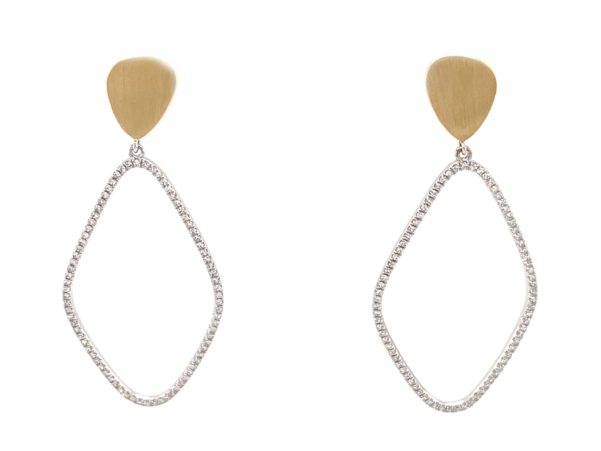 DIAMOND OPEN PEAR DANGLE EARRING, SATIN FINISH
