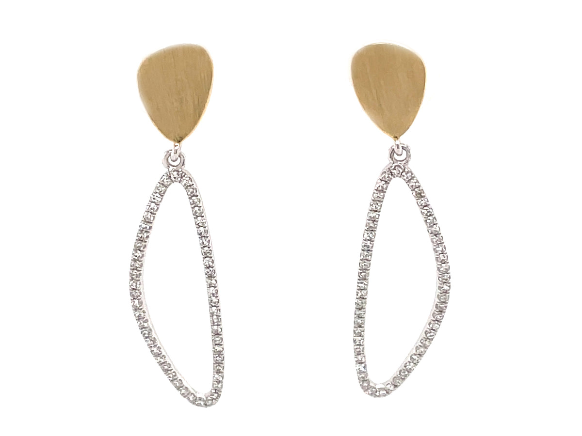 DIAMOND OPEN TRIANGLE DANGLE EARRING, 14KWY