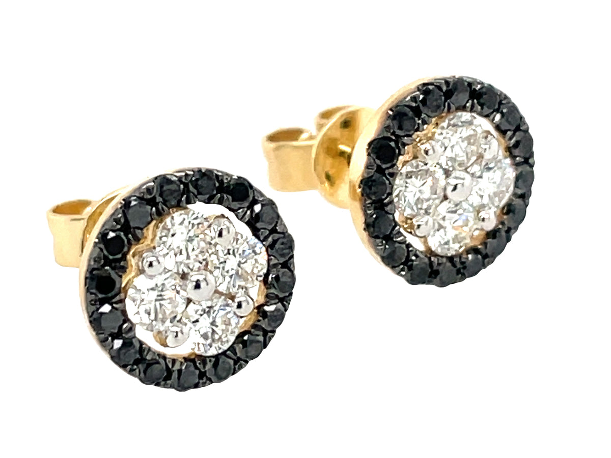 BLACK & WHITE DIAMOND DISC STUD EARRING