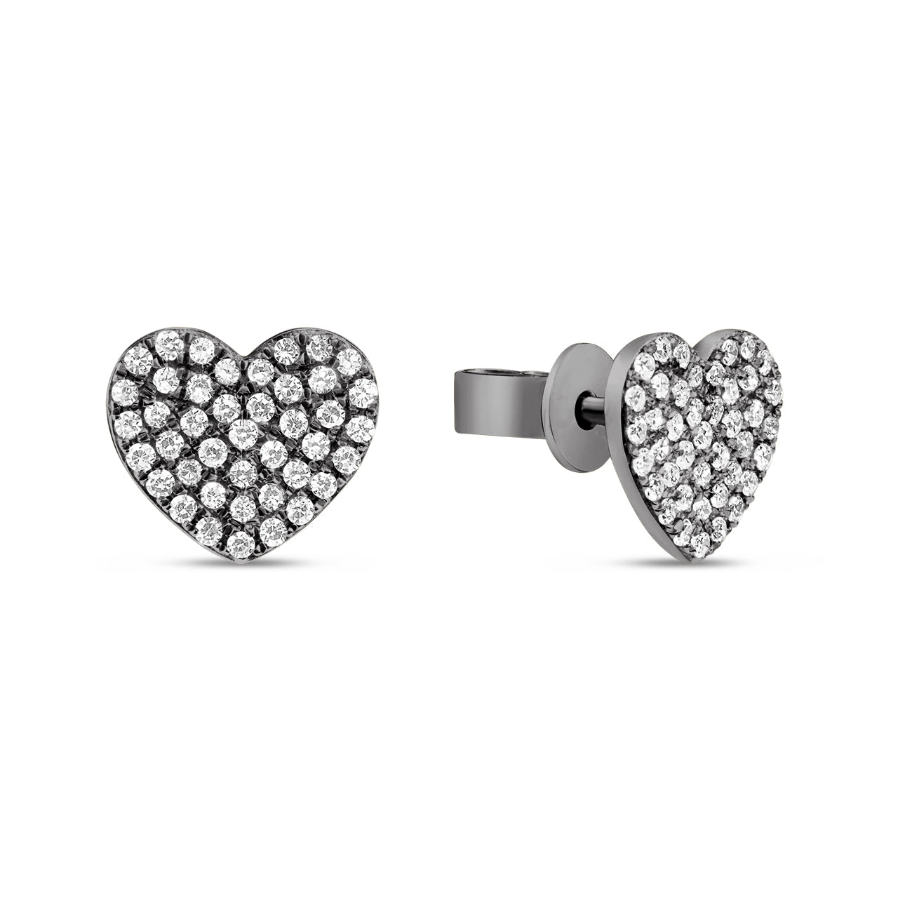 Diamond Pave Heart Stud Earring