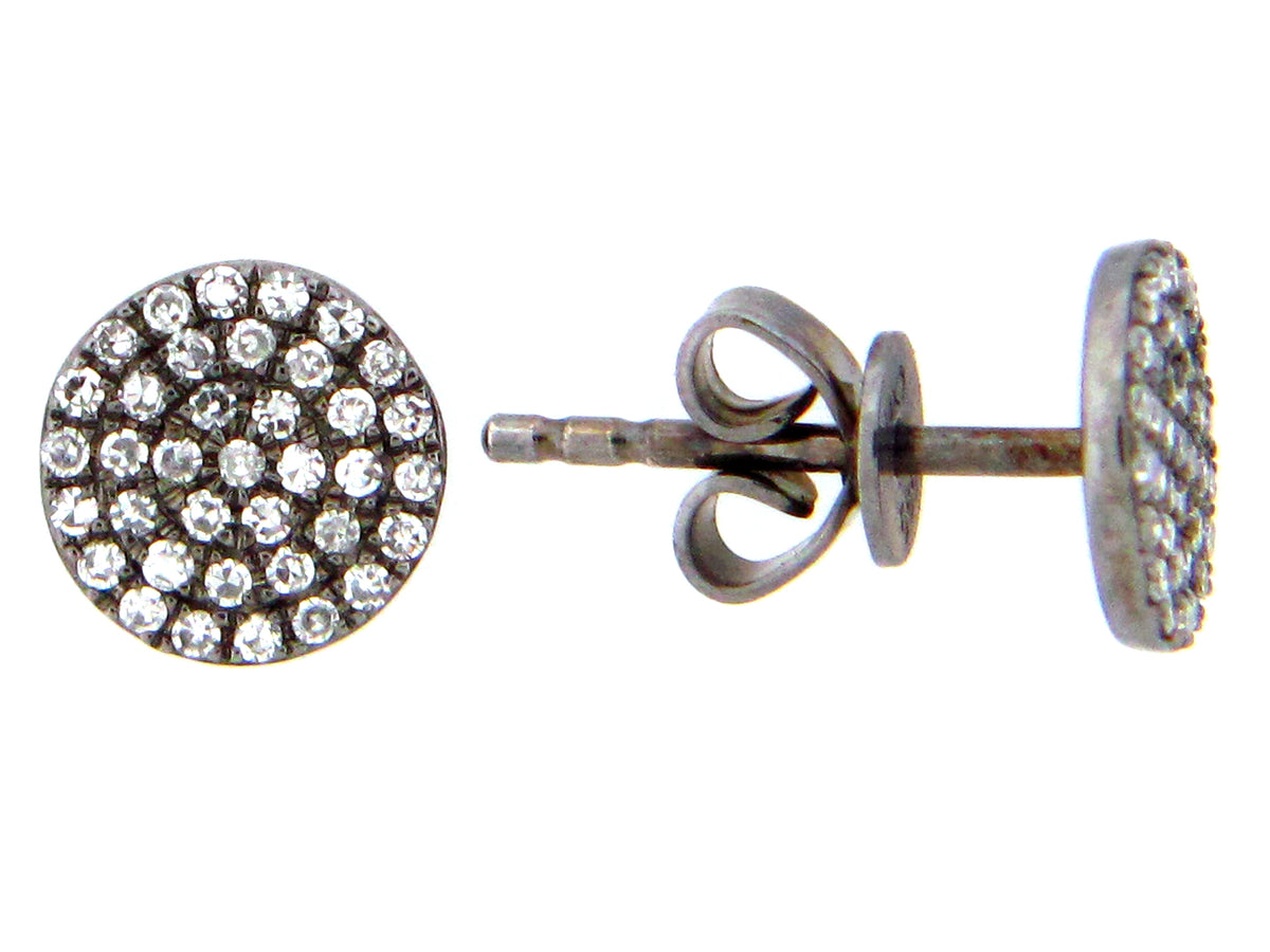 DIAMOND PAVE DISC EARRING, 14K BLACK FINISH, 7.1MM, (N)