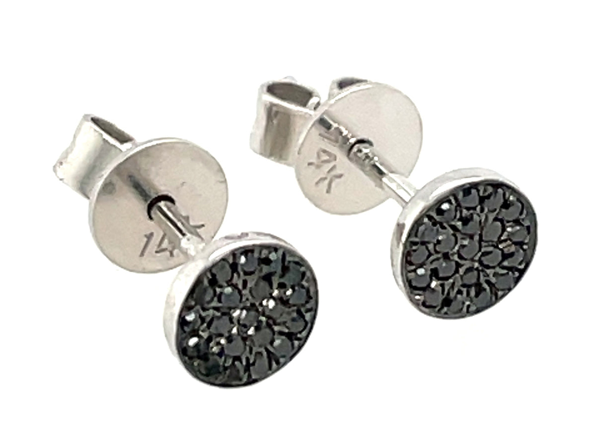 BLACK DIAMOND DISC STUD EARRING, 4.8MM