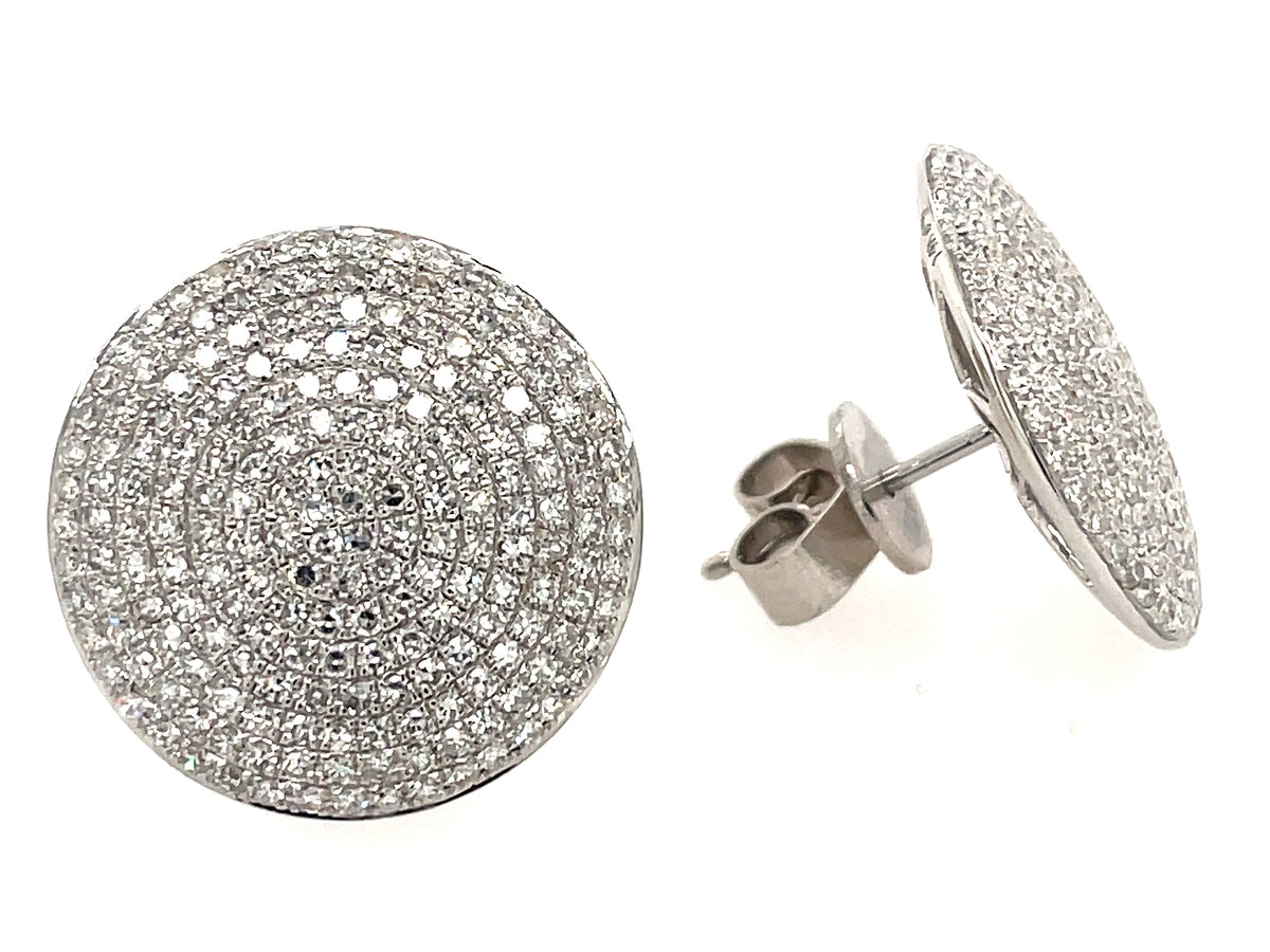 DIAMOND PAVE DISC STUD EARRING, 18MM