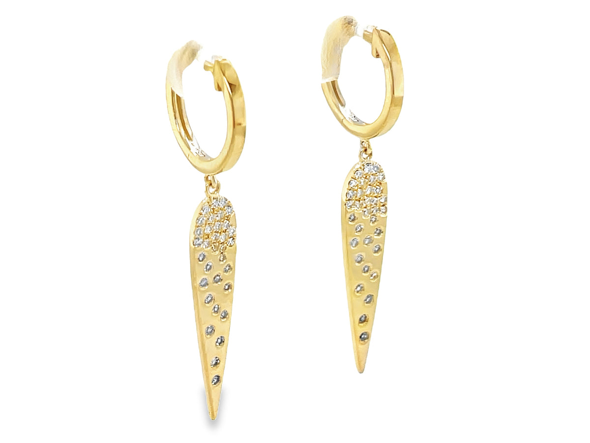 DIAMOND FLUSH SET PEAR DANGLE EARRINGS