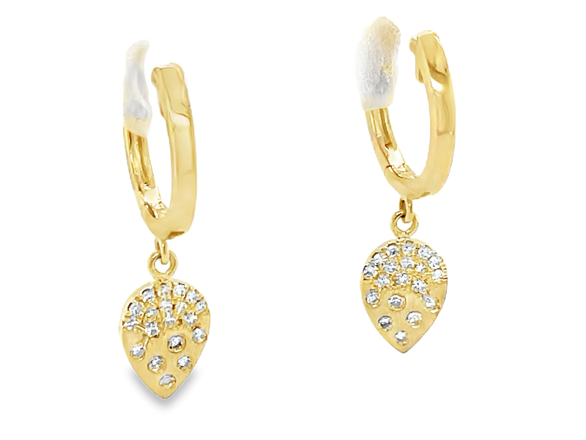 DIAMOND CONFETTI PEAR DANGLE EARRING, SATIN FINISH BOTTOM