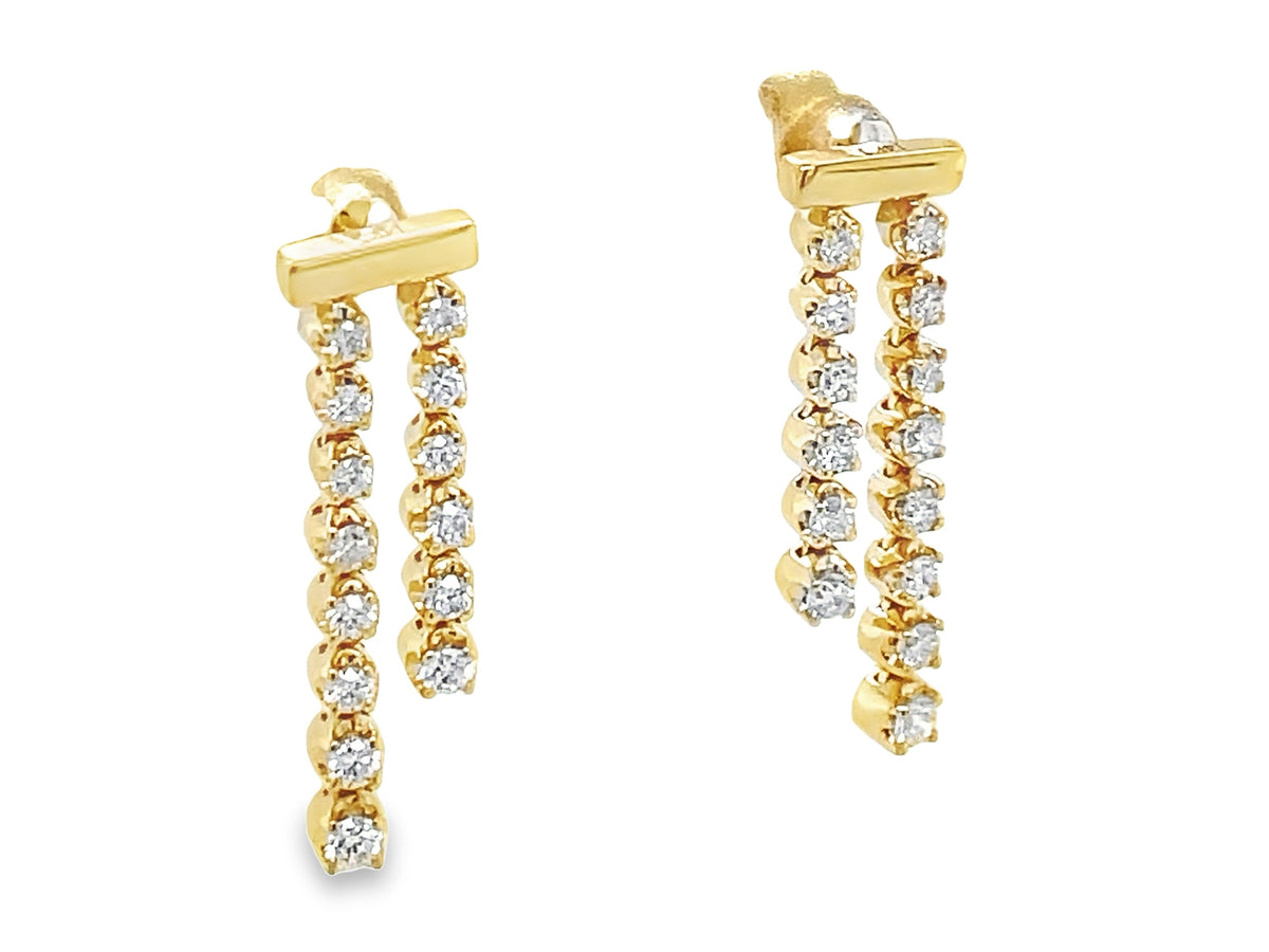 DIAMOND 2 STRAND DANGLE EARRING