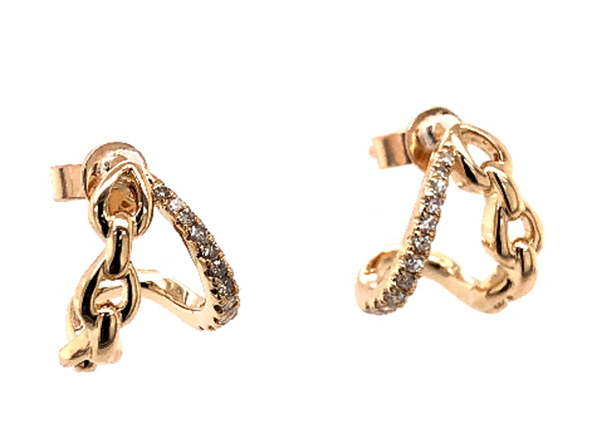 DIAMOND SPLIT LINK J-HOOP EARRING, 14KY (N)