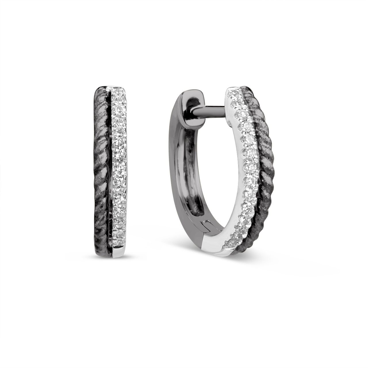 Diamond Braided Duet Huggie Earring