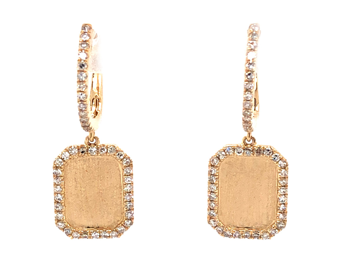 DIAMOND OCTAGON DANGLE EARRING, SATIN FINISH