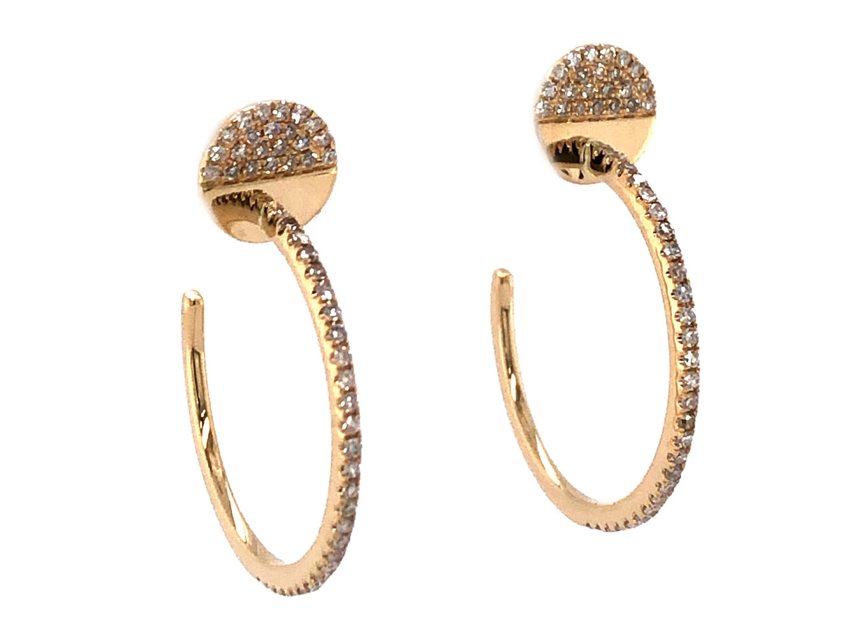 DIAMOND HALF DISC J HOOP EARRING