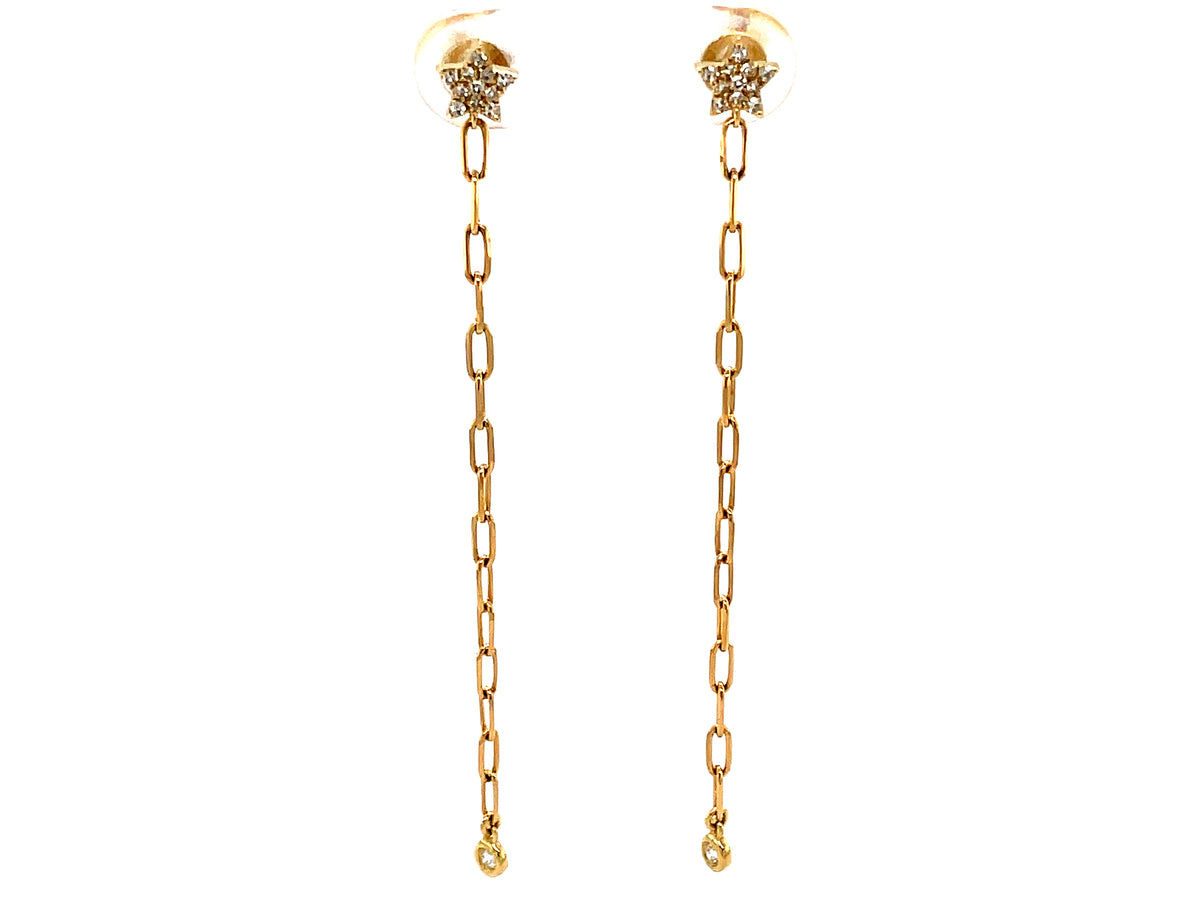 DIAMOND STAR PAPERCLIP CHAIN DANGLE EARRING