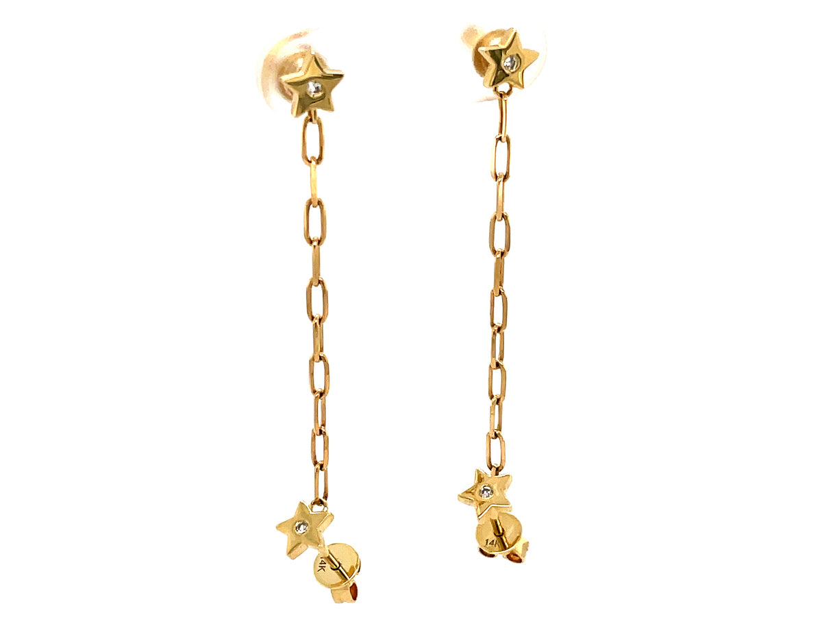 DIAMOND STAR DOUBLE POST PAPERCLIP CHAIN EARRING