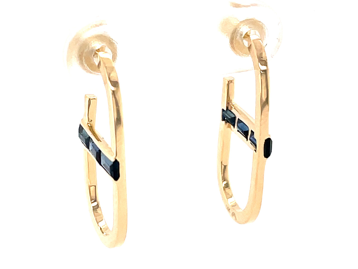SAPPHIRE BAGUETTE J-HOOP PAPERCLIP EARRING