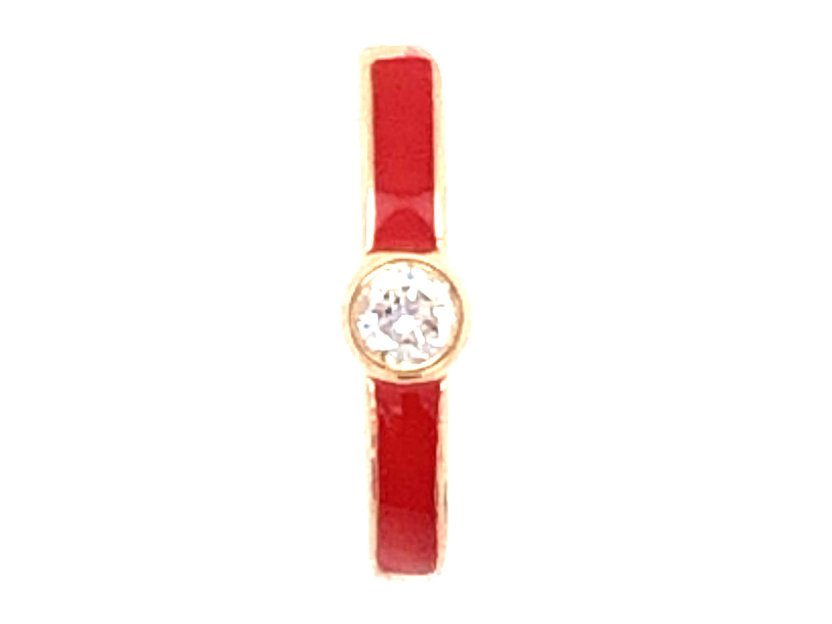 SINGLE DIAMOND RED ENAMEL EARRING