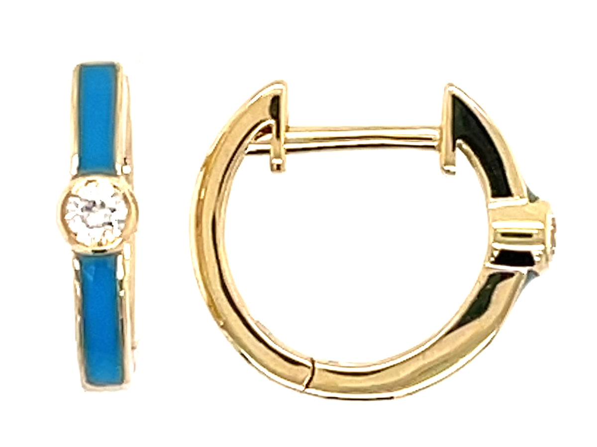 DIAMOND BLUE ENAMEL EARRING