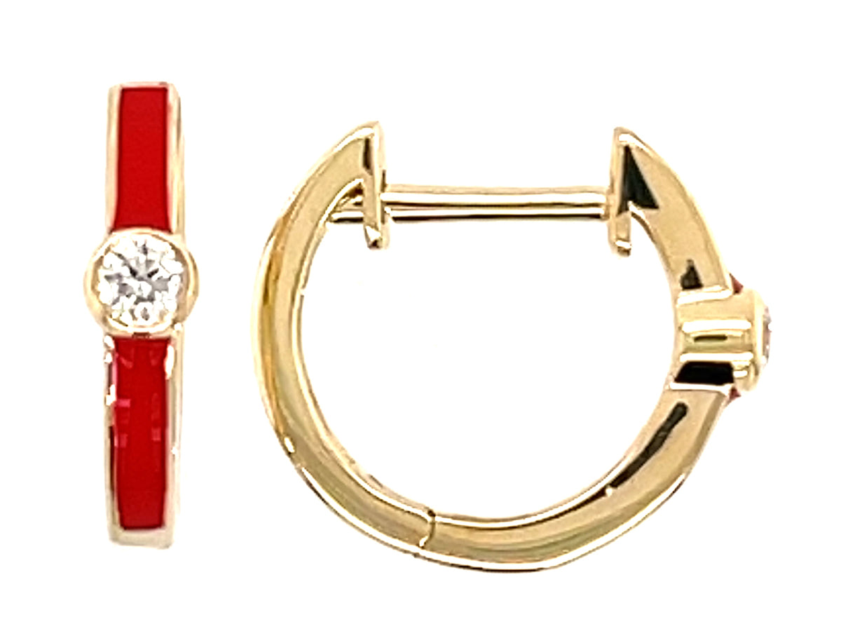 DIAMOND RED ENAMEL EARRING