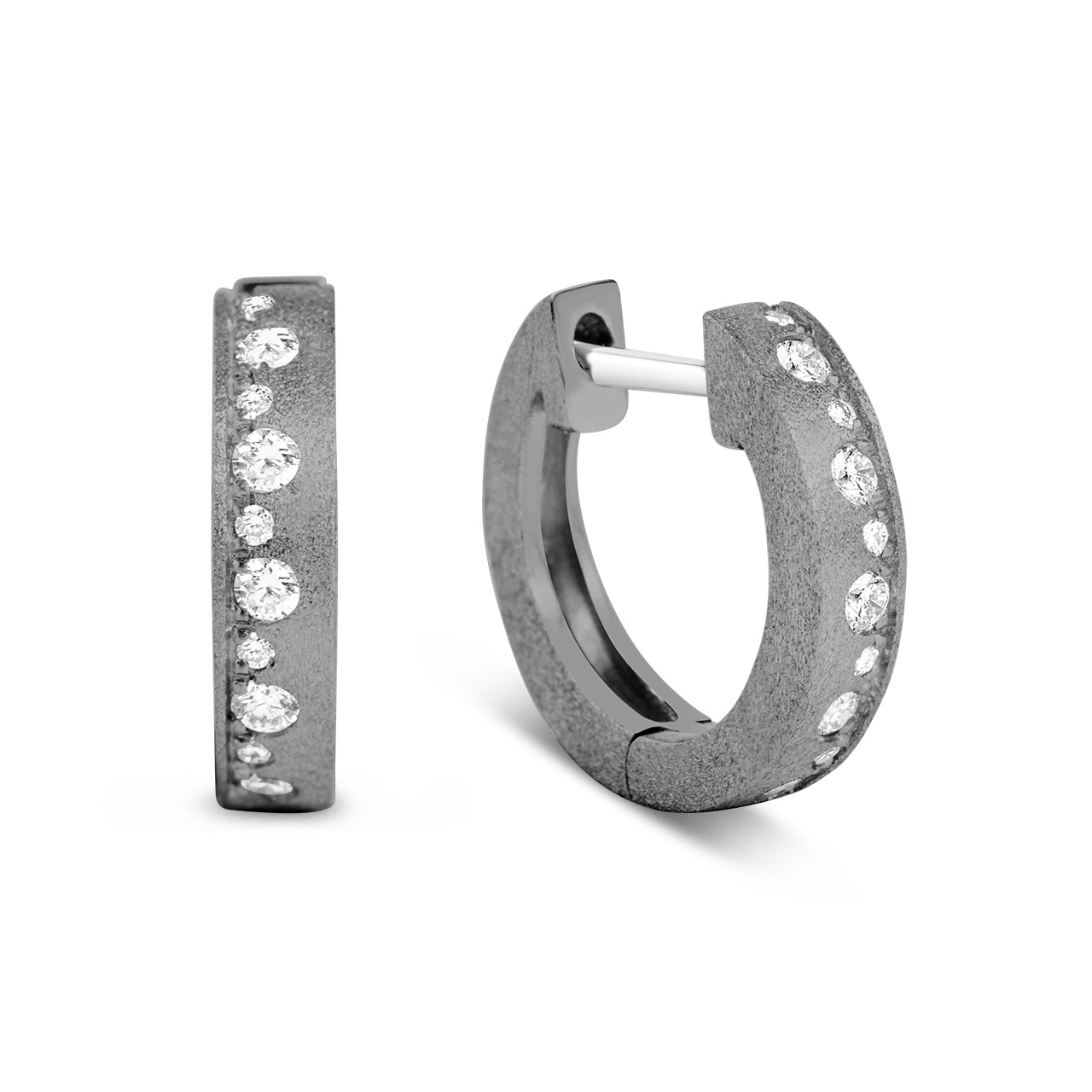 Diamond Alternating Flush Huggie Earring