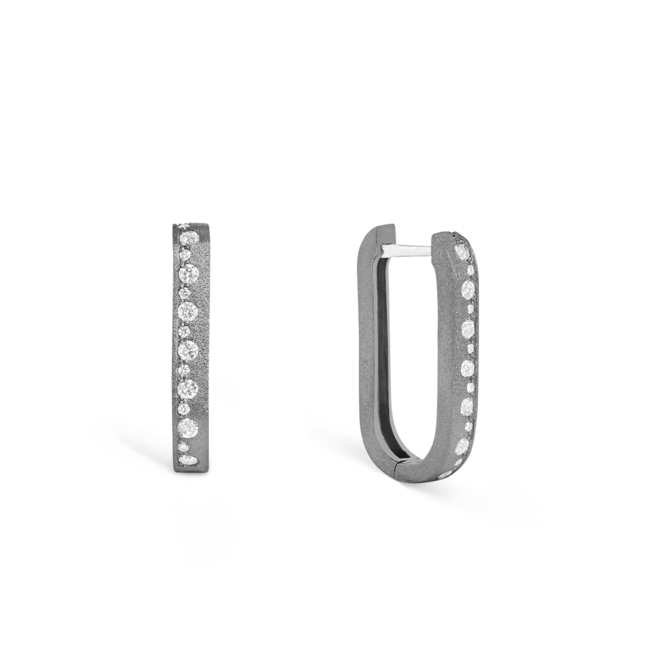 Diamond Alternating Rectangle Huggie Hoop Earring
