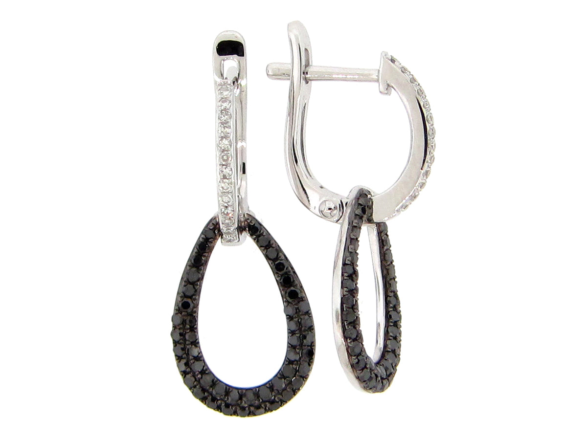 BLACK & WHITE DIAMOND EARRING, 14KW (R)