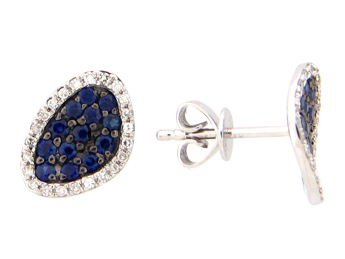 SAPPHIRE & DIAMOND EARRING, 14KW (H)