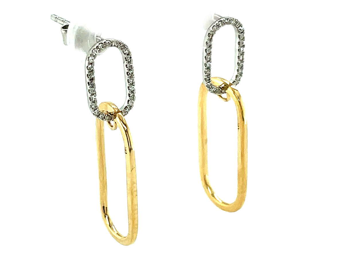 Diamond Oval Link Dangle Earring, 14kwy (N)