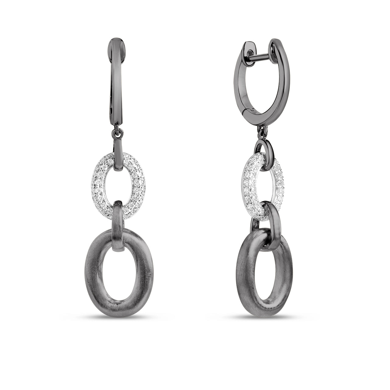 Diamond Oval Link Dangle Earring