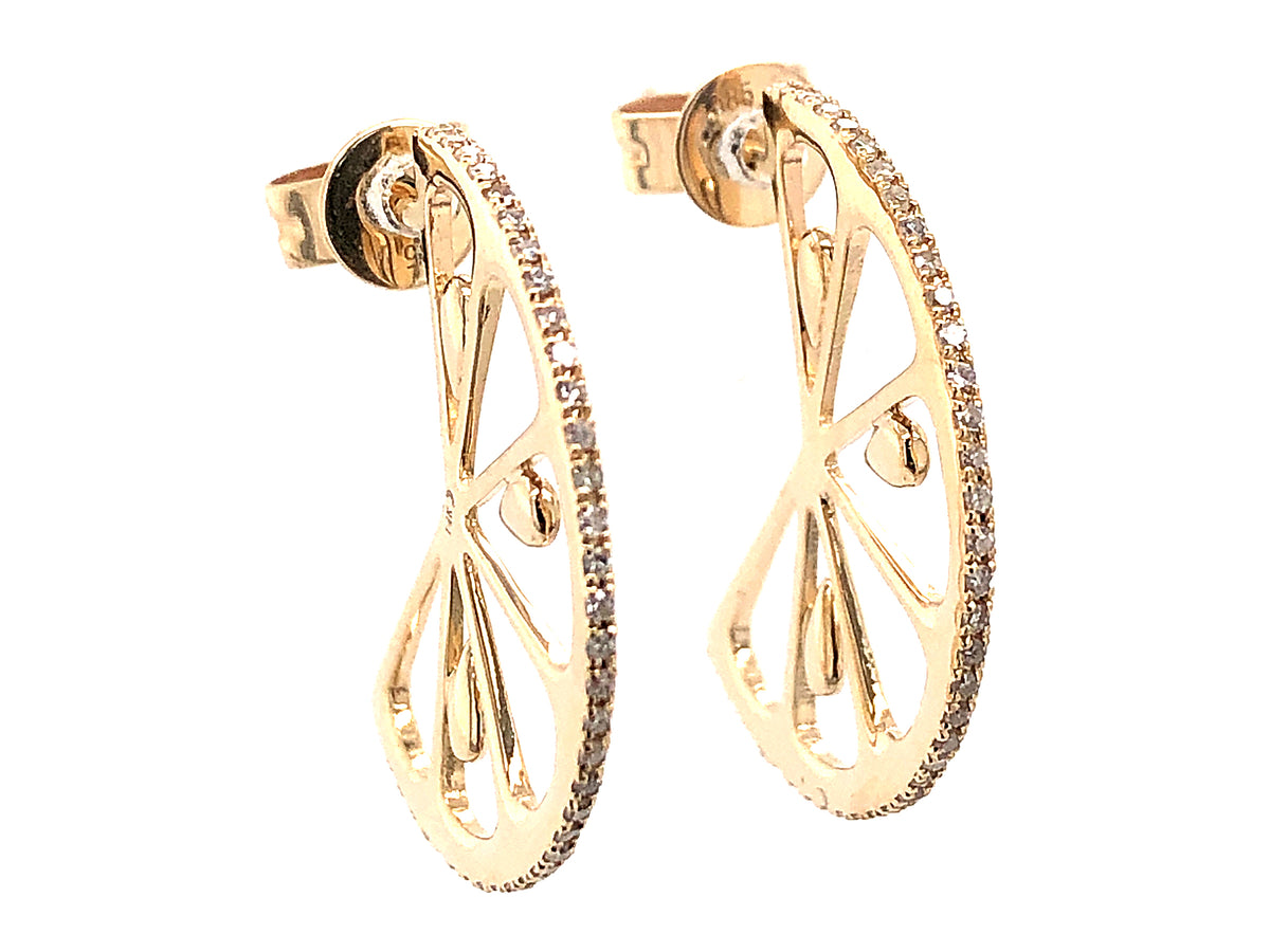 DIAMOND ORANGE SLICE EARRING, 14KY (N)