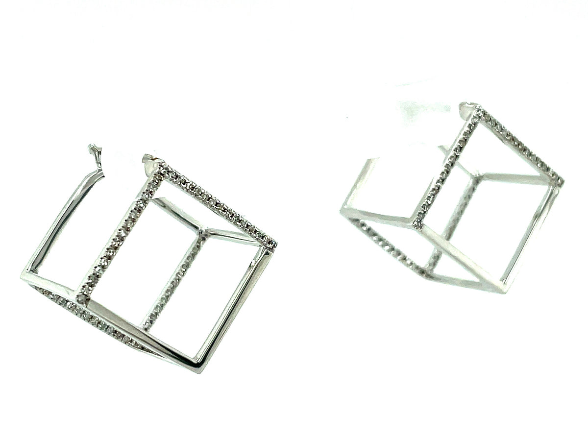 Diamond Cube Earring, 14kw (N)
