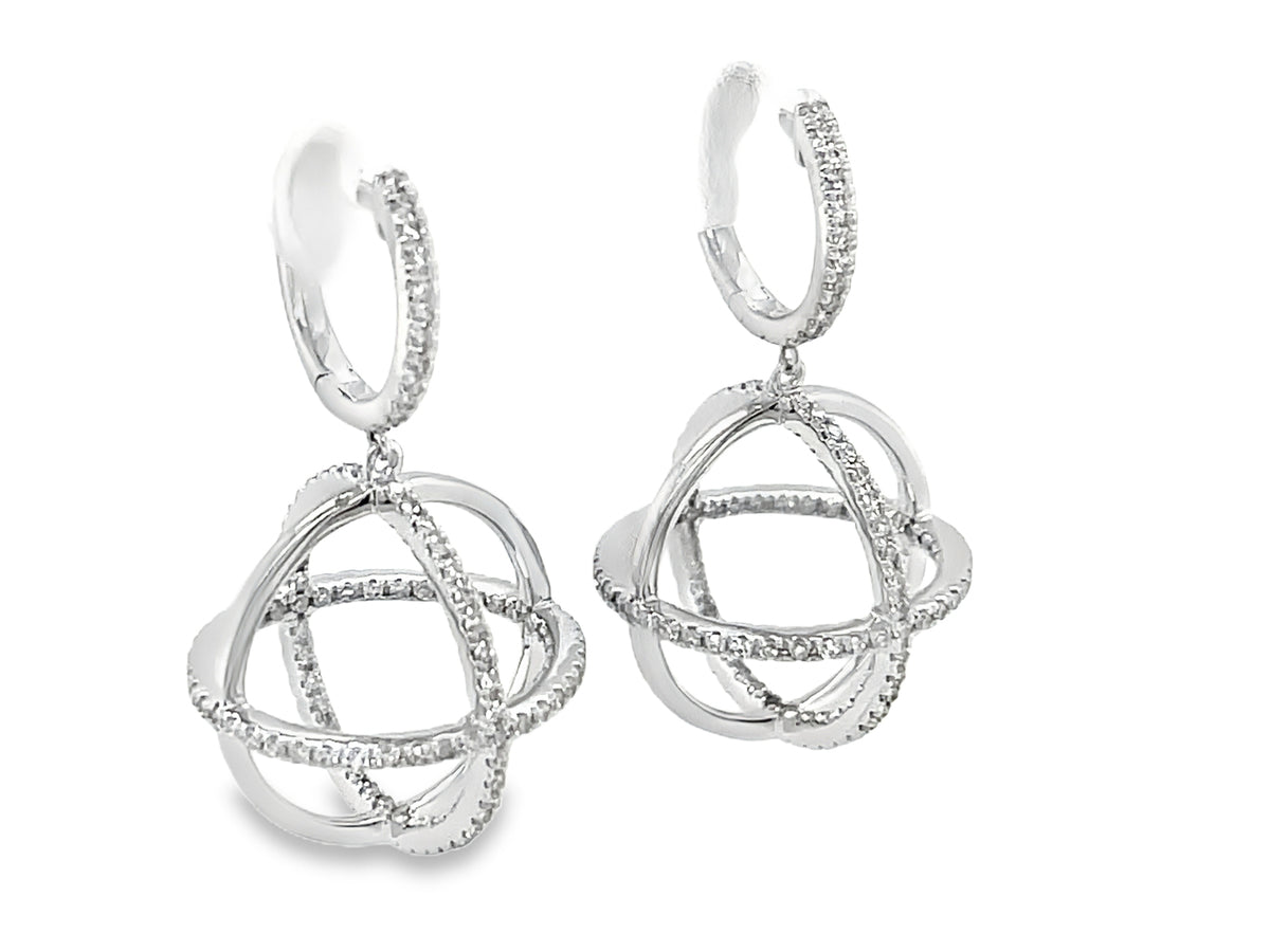 Diamond Sphere Dangle Earring, 15mm