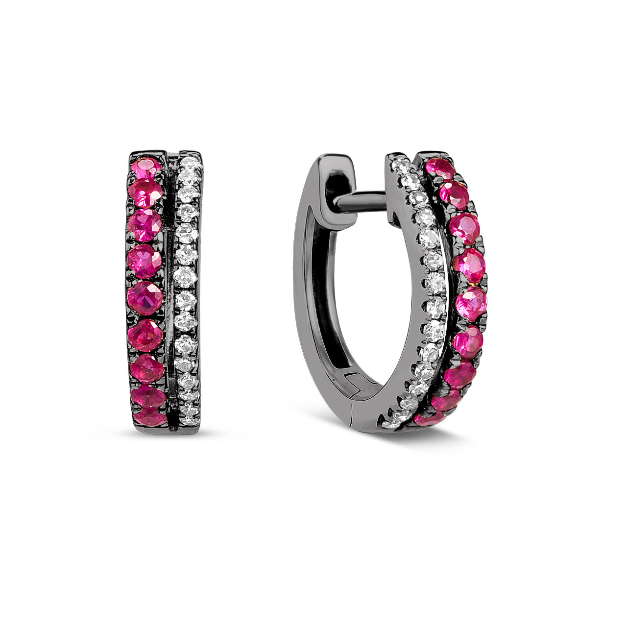 Ruby & Diamond Duet Huggie Earring
