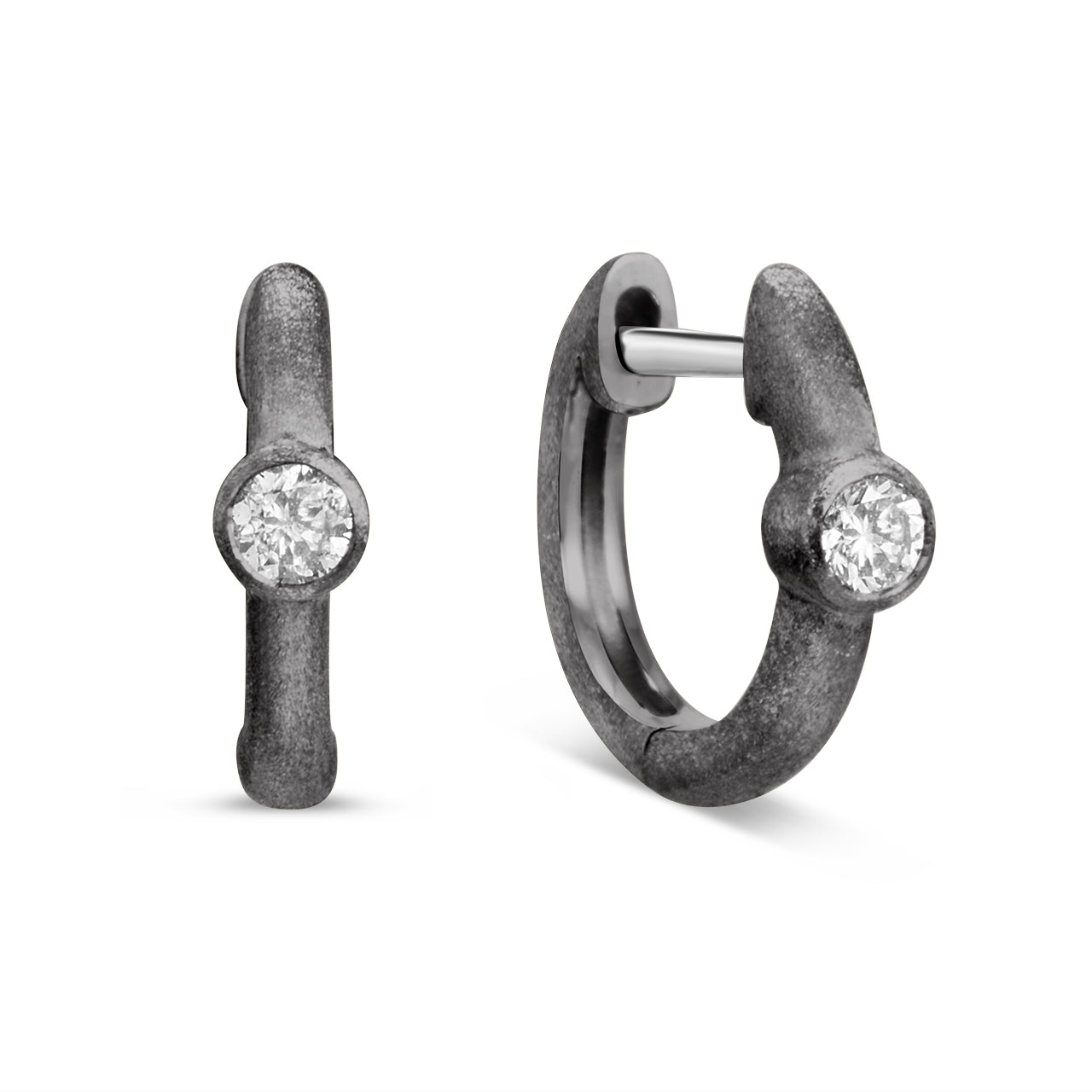 Diamond Round Bezel Huggie Earring