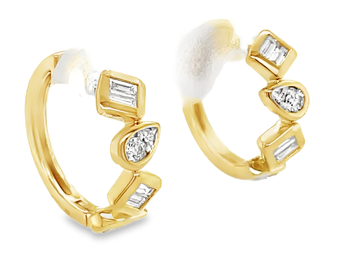 DIAMOND PIVOTING SHAPES HOOP EARRING