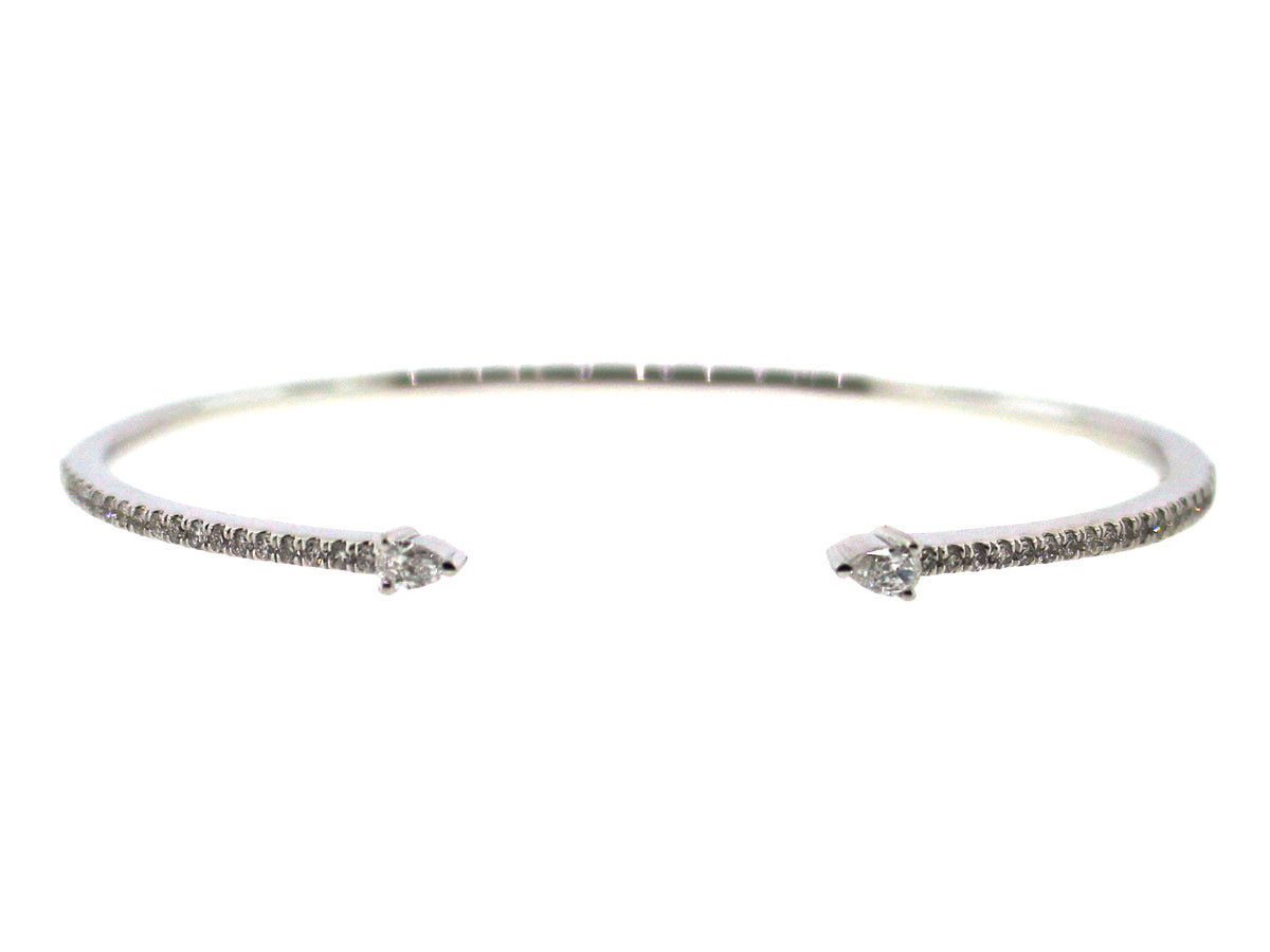 DIAMOND OPEN BANGLE, 14KW (N)
