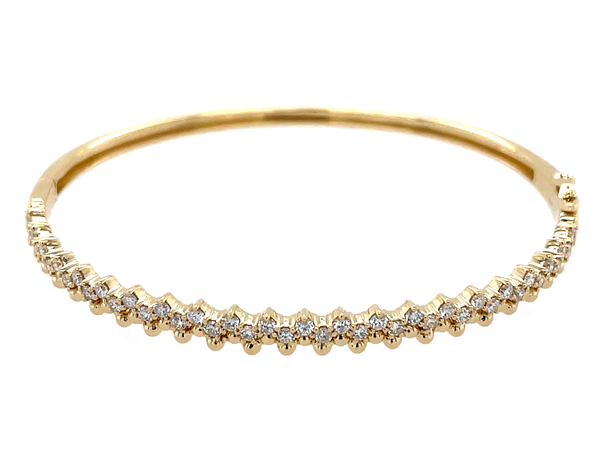 Diamond Zigzag Beaded Edge Bangle, 14ky (N)