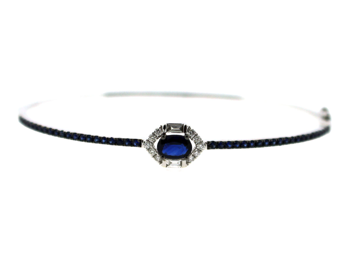 SAPPHIRE & DIAMOND BANGLE, 14KW (H)