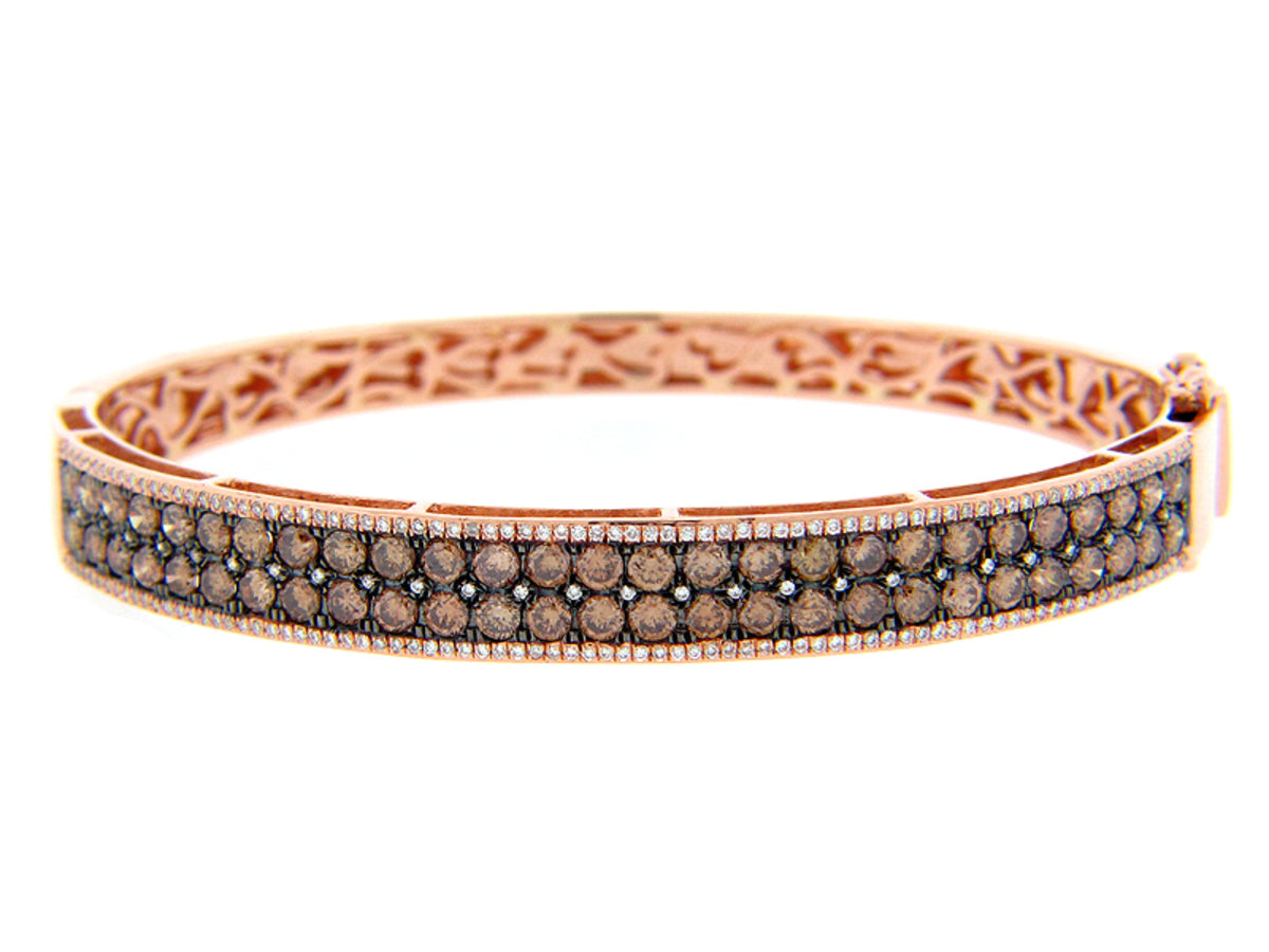 BROWN & WHITE DIAMOND BANGLE, 18KR (N)