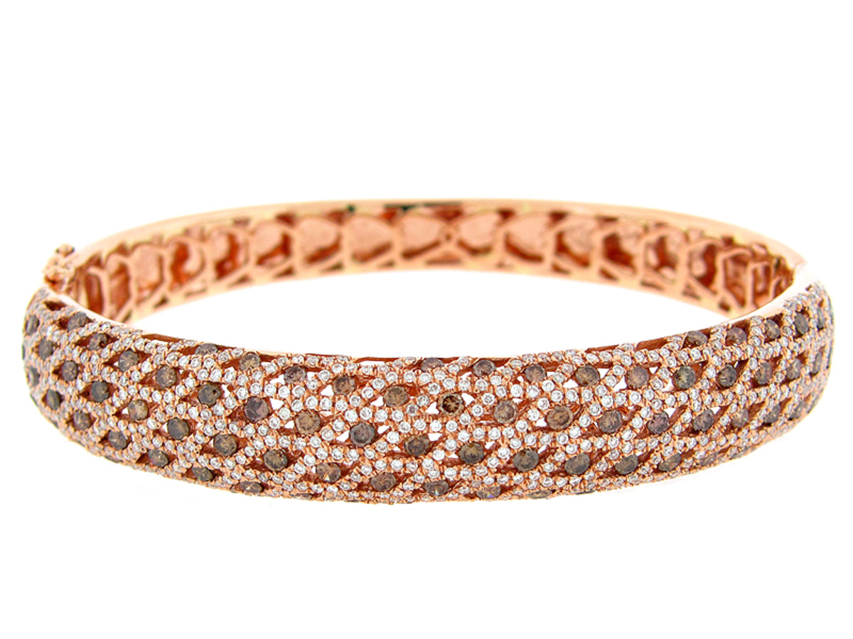 BROWN & WHITE DIAMOND BANGLE, 18KR (N)