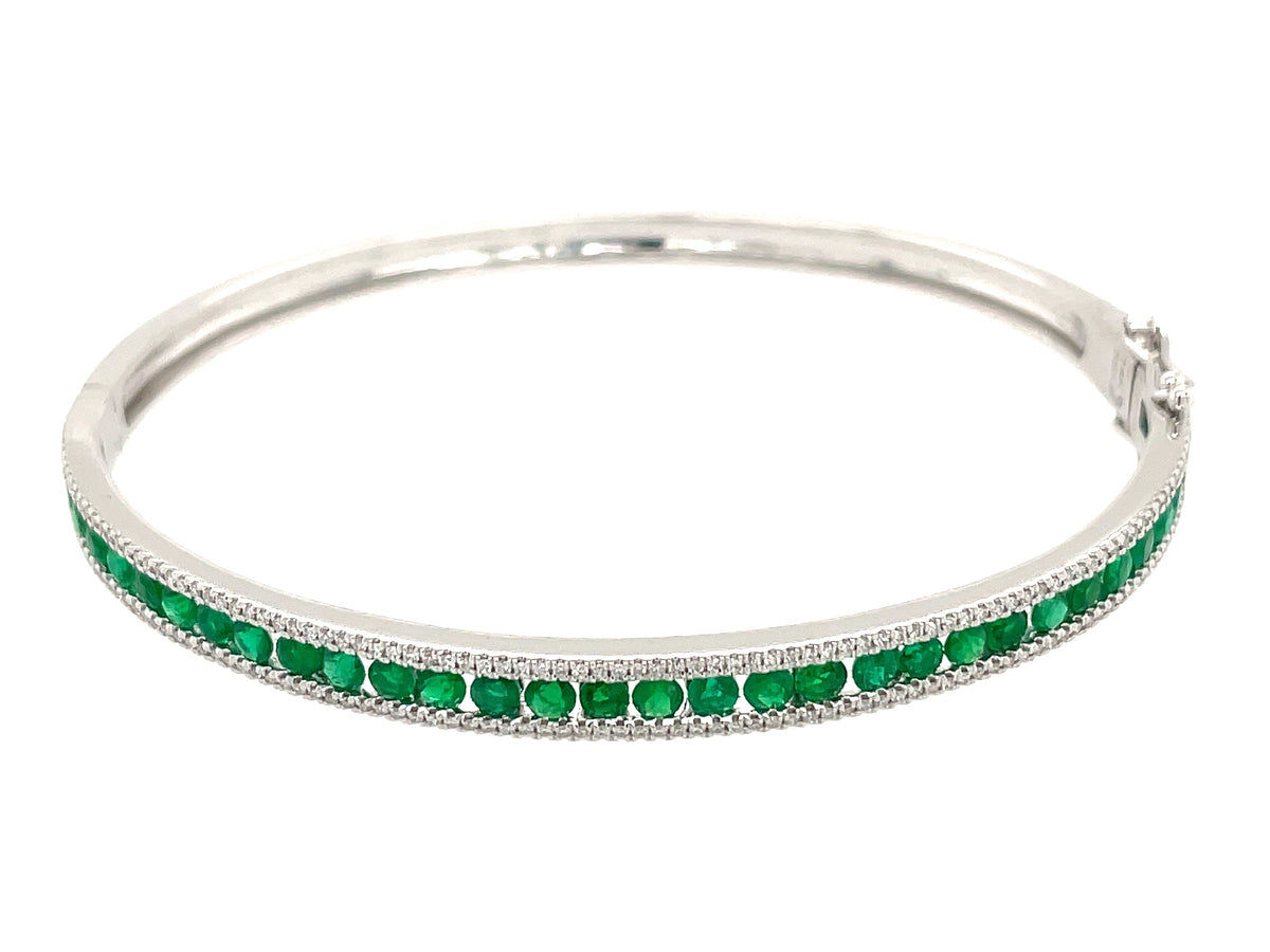 EMERALD & DIAMOND CHANNEL BANGLE