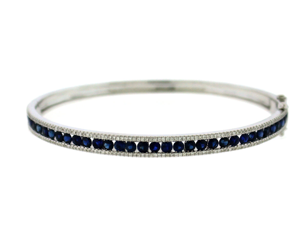 SAPPHIRE & DIAMOND CHANNEL BANGLE, 14KW (H)