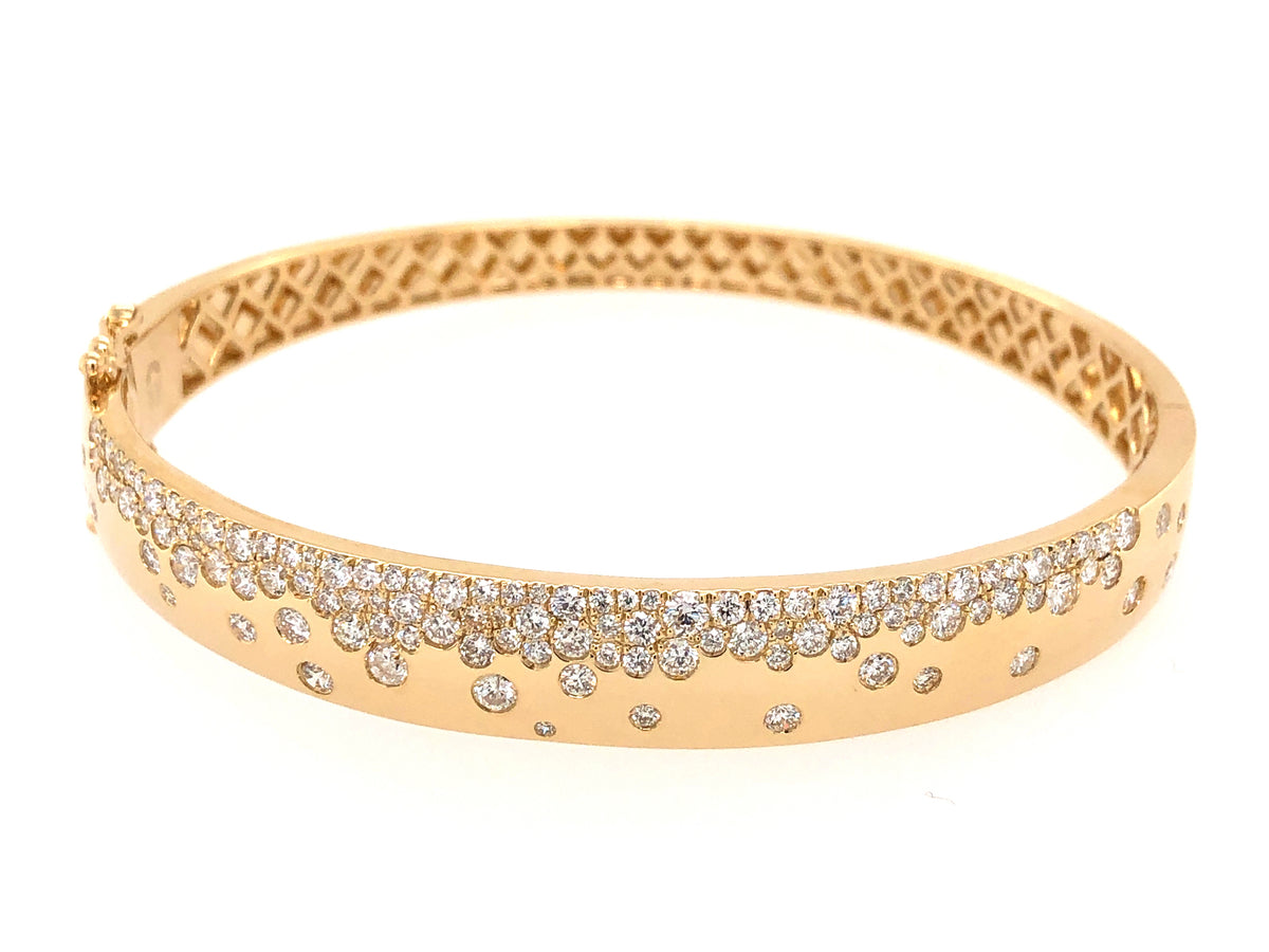 DIAMOND FLUSH SET BANGLE, 14KY (N)