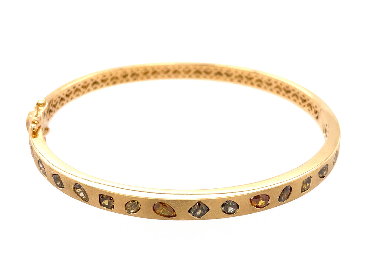 NATURAL FANCY COLOR DIAMOND BANGLE, SATIN FINISH, 18KY (N)
